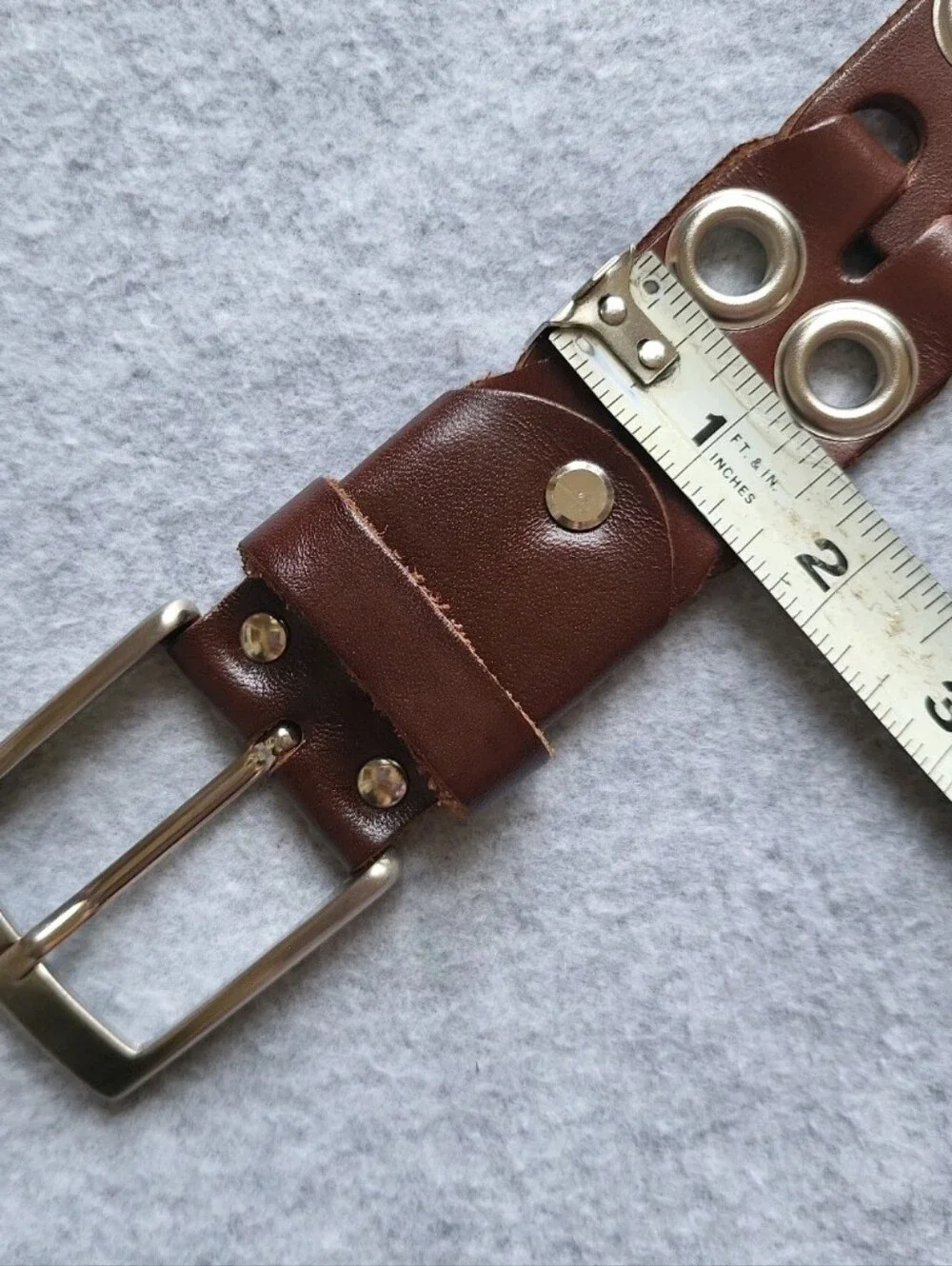 Italian Belt 38 Brown Leather Eyelets Grommets Rock Punk Grunge Streetwear Italy